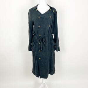 Chaser Brand Heirloom Woven Belted Trench Coat Black Wash Size Small